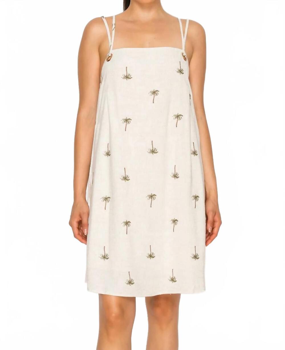 NEW MEET ME IN SANTORINI palms mini dress in drifiting palms
